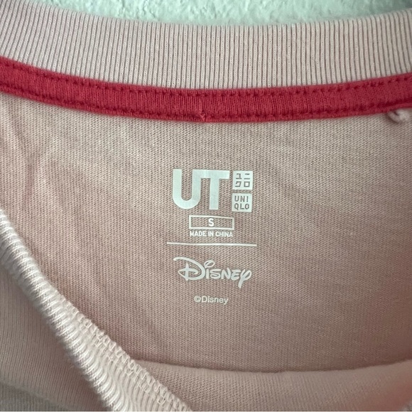 Disney x Uniqlo Pink Womens Minnie Mouse Velvet Embroidered T-Shirt Sz S Kidcore - Picture 6 of 8